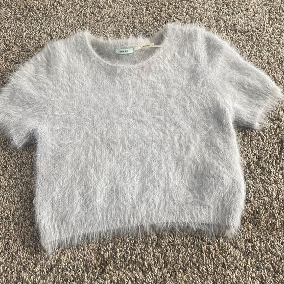 UO Fuzzy Crop Top Sweater, Kimchi Blue - Picture 1 of 9